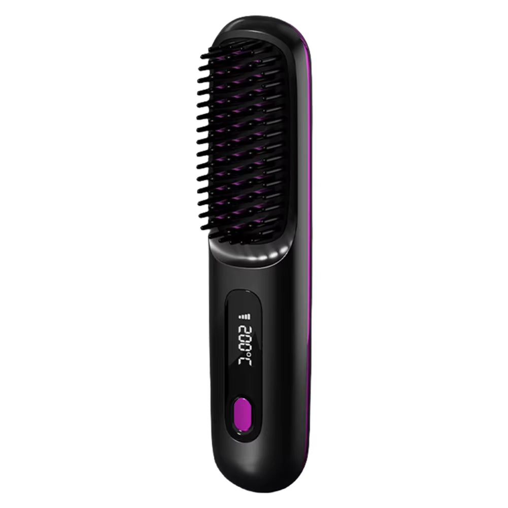 Cordless Hair Straightener Brush Anti-Scald Portable Straightening Brush Rechargeable Hair Straightener Comb for All Hair Types