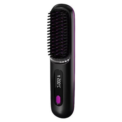 Cordless Hair Straightener Brush Anti-Scald Portable Straightening Brush Rechargeable Hair Straightener Comb for All Hair Types